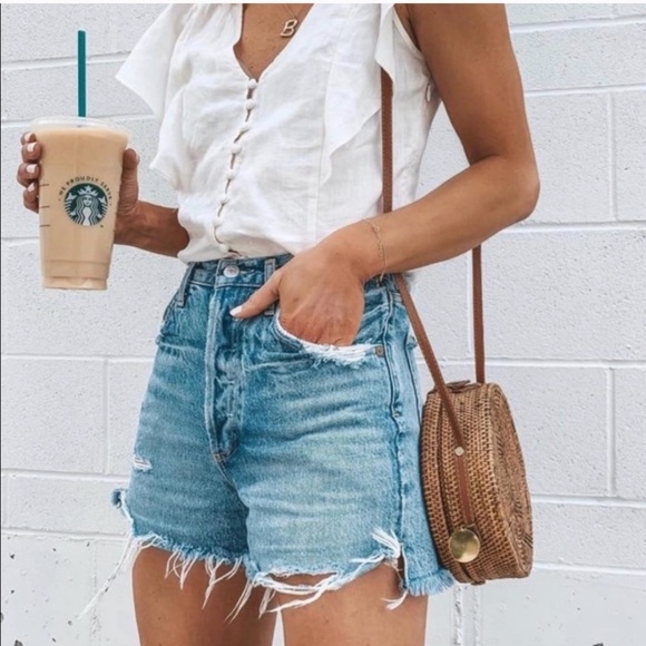 Agolde Pants - AGOLDE Dee Ricochet Denim Jean Cutoff Shorts 23